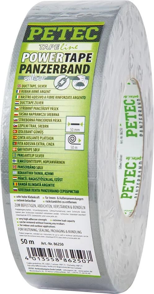 PETEC gewebeband power tape panzerband armored tape silver 50m