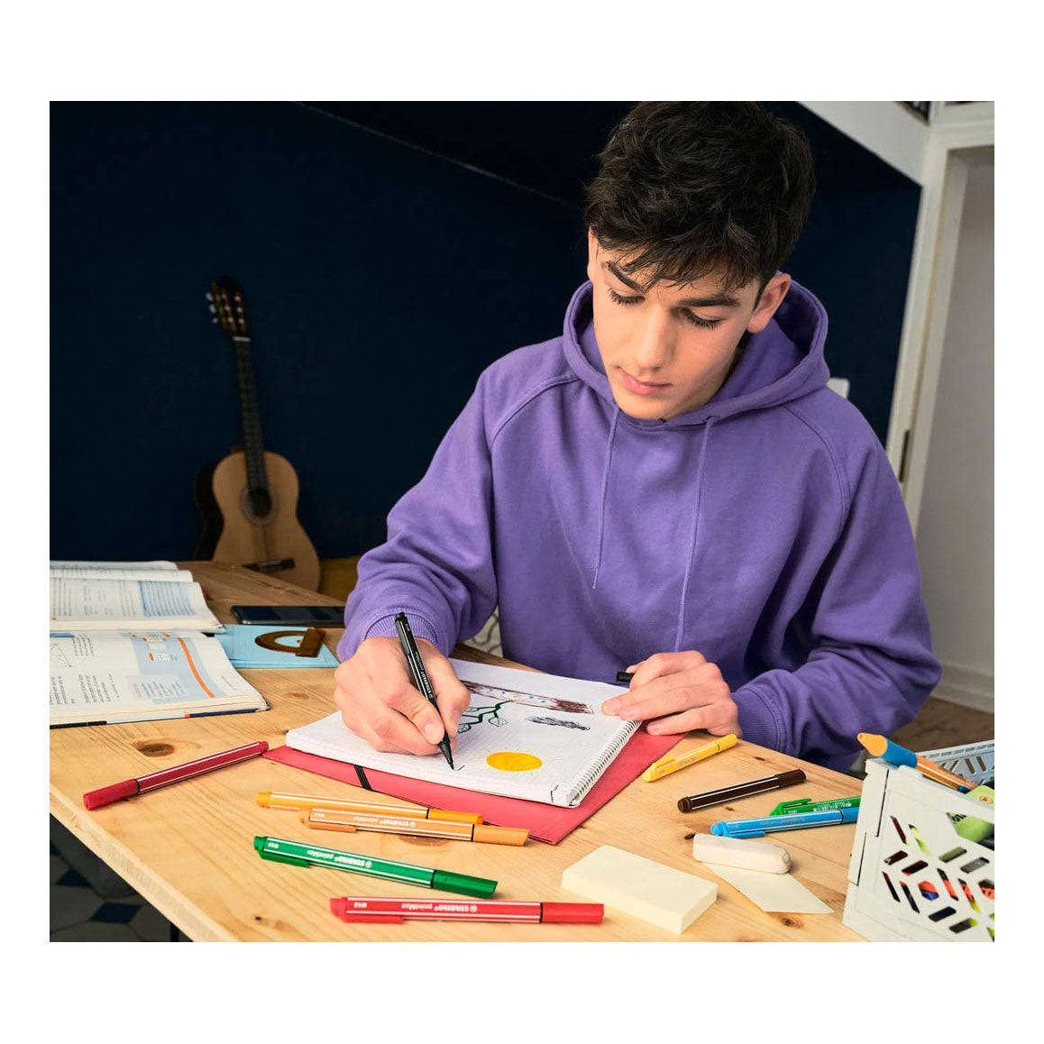 STABILO pointmax fineliners - ultramarijn, zwart, karmijnrood, groen