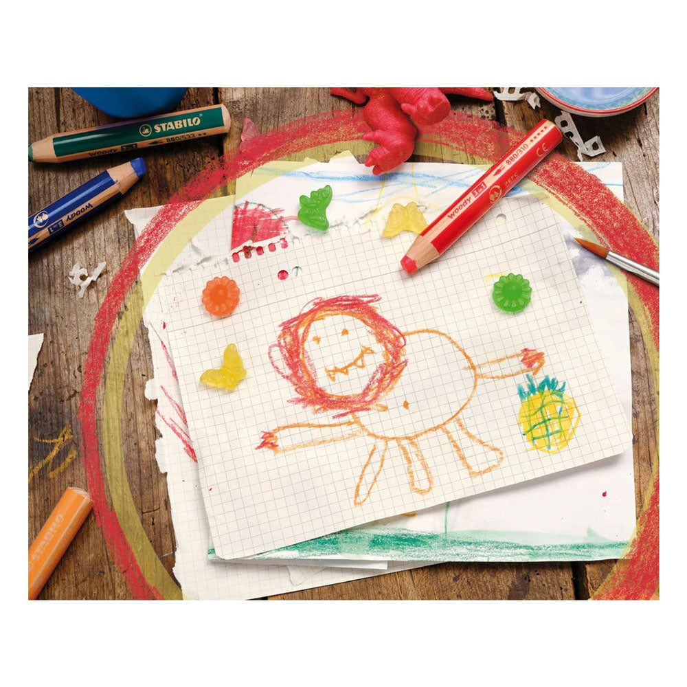 STABILO woody 3in1 multitalent potloden - 6dlg. met puntenslijper