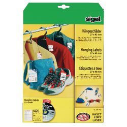 Hangetiket LP715 Sigel 27x40mm 200g m2 wit 750 stuk