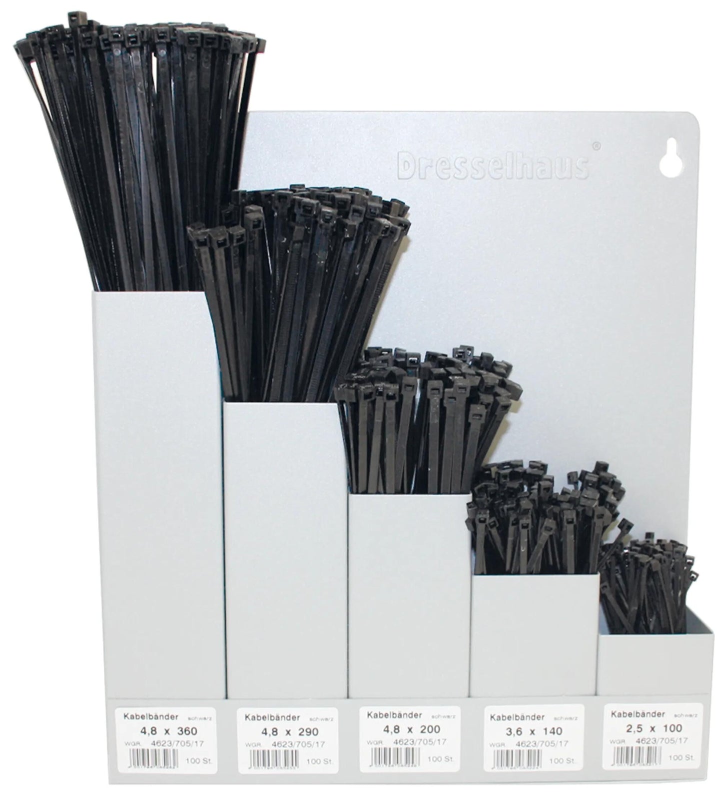 Dresselhaus kabelbindersortiment cable harness wall shelf black 5-fold,car
