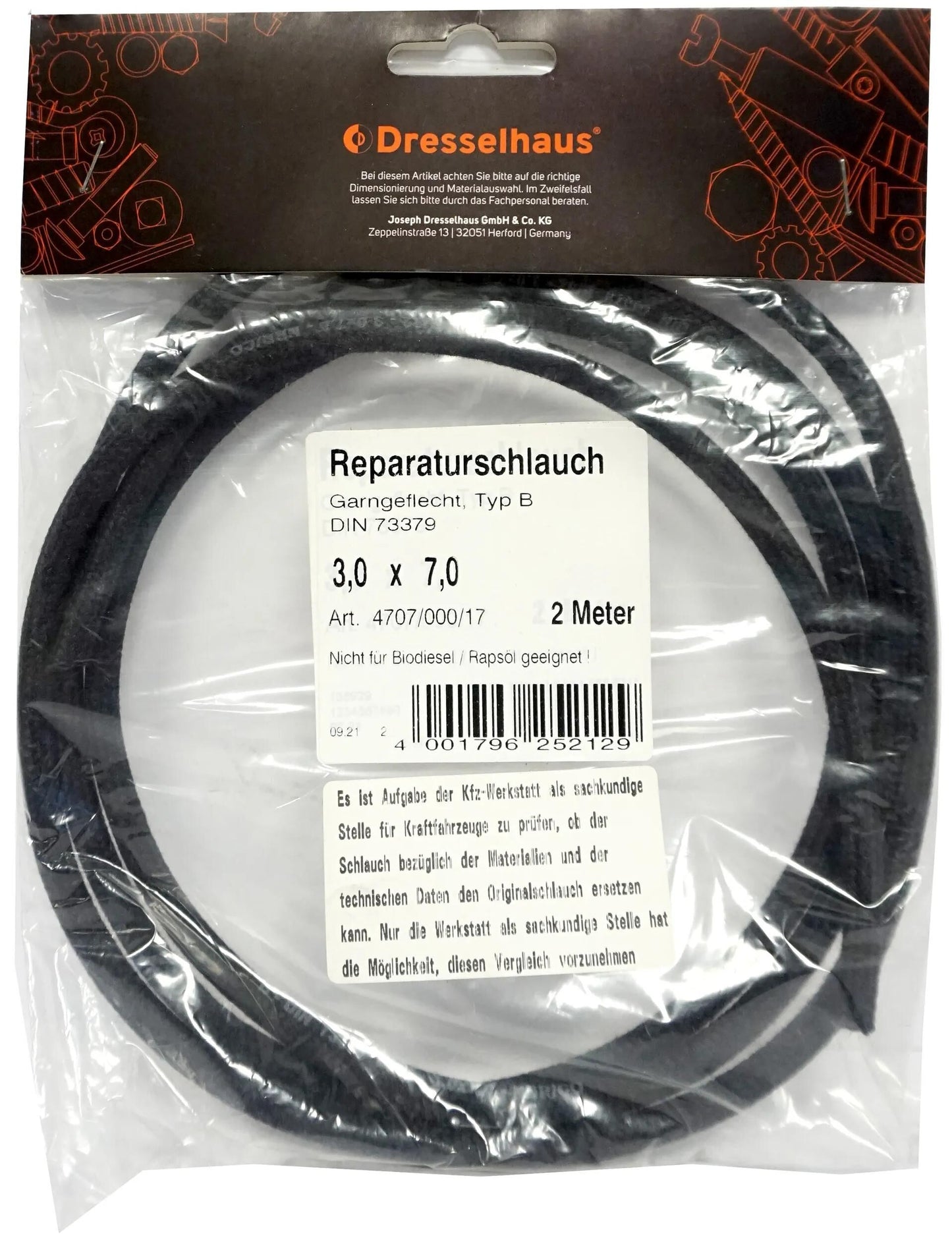 Dresselhaus kraftstoffschlauch 4707 fuel hose 3,2x7,0 dresselh. 4707 2m