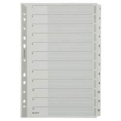 Tabbladen Leitz grijs 1 tot 12 A4 160g m² karton