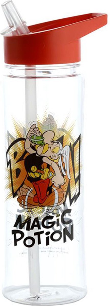 Puckator Breukresistente ecozen waterfles 550ml met flip straw - asterix toverdrank