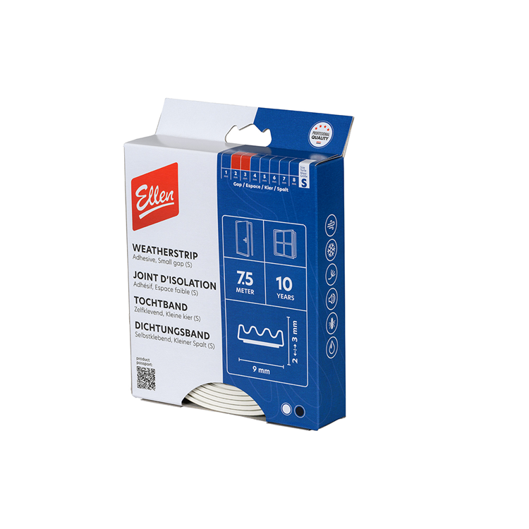Ellen Tochtband - wit - kunststof - - k-profiel 9 x 3 mm x 7.5 m wit