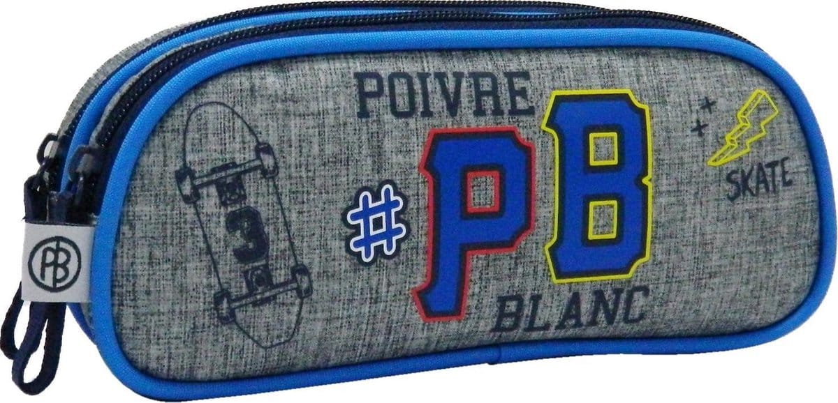 Jim Jam Etui poivre blanc pennenetui 21x5x10 cm 2 vakken met rits