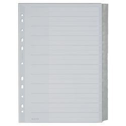 Tabbladen Leitz grijs blanco A4 polypropyleen