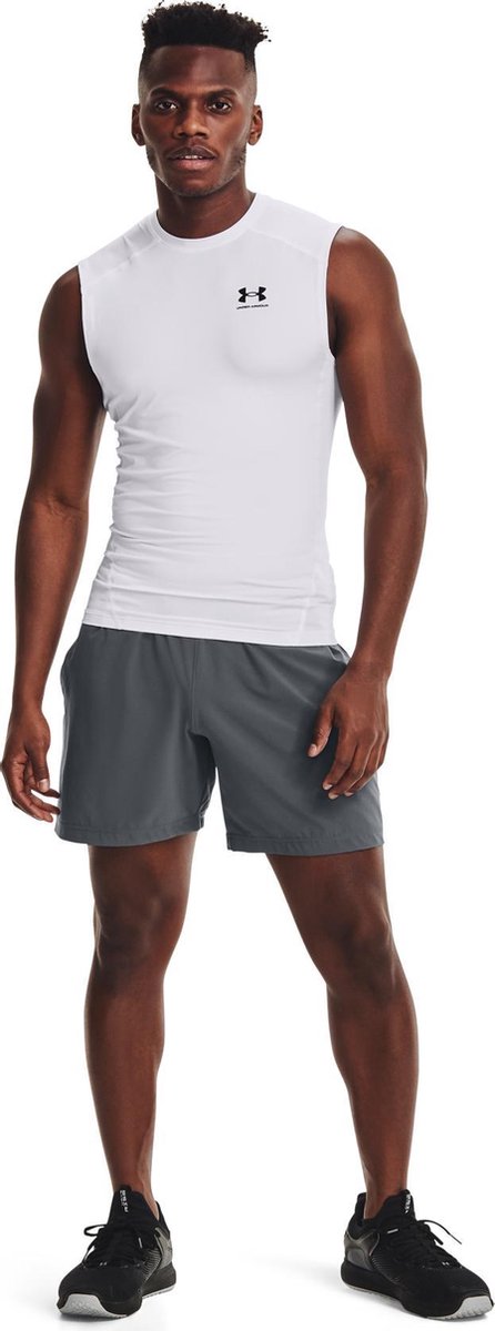 Under Armour ua hg armour comp sl-wht heren sportshirt - wit - zwart