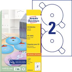 Full size CD etiketten, inlegkaarten Avery L7676-25