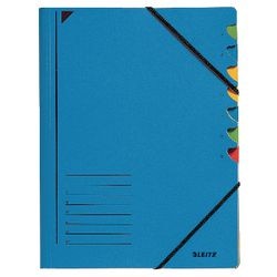 Sorteermap Leitz 320g m2 24,5 x 32cm blauw hoekelastiek 7-delig week