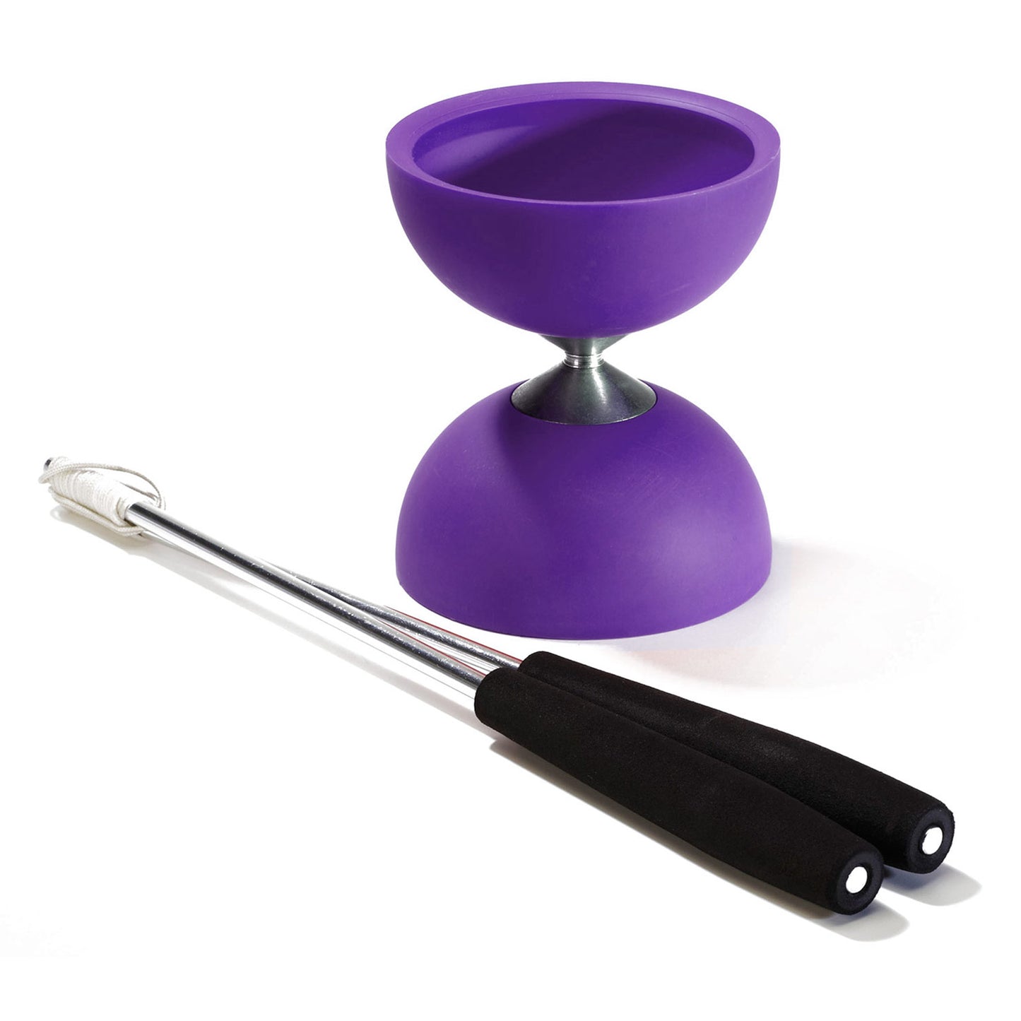 Eureka Rubber diabolo met aluminium stokken - paars