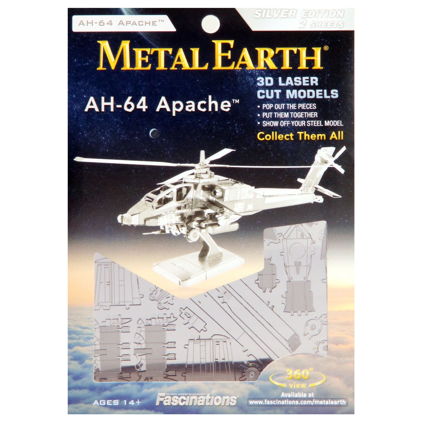 Eureka Metal earth ah-64 apache zilver editie