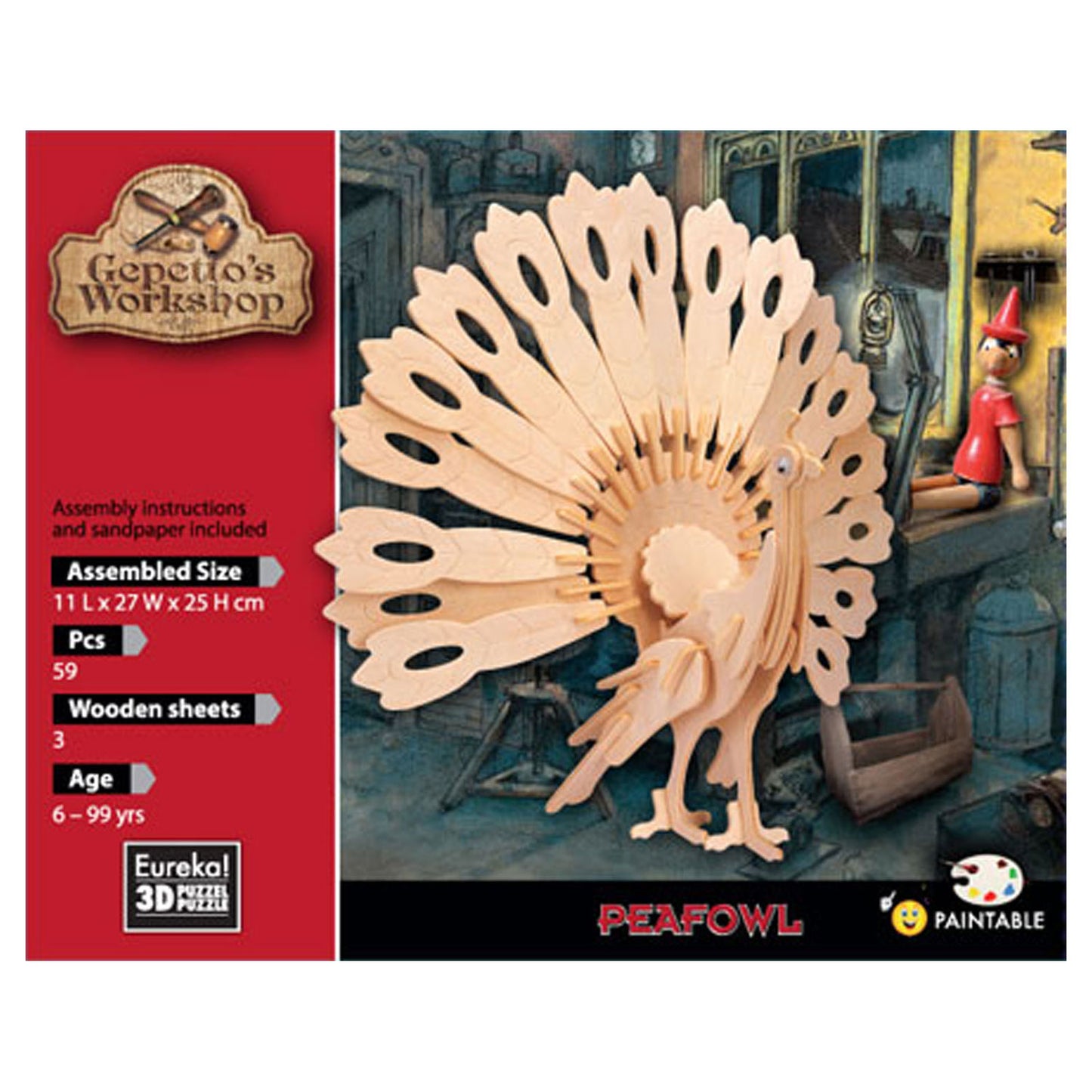Eureka Gepetto's workshop houten bouwpakket 3d - pauw