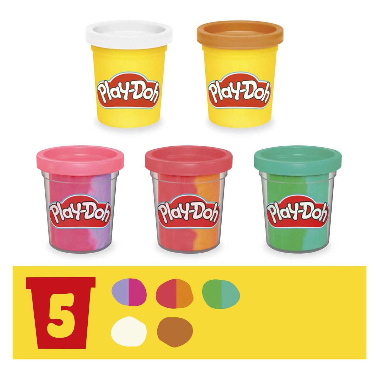 Play-Doh regenboog softijs speelset - 5 kleipotjes