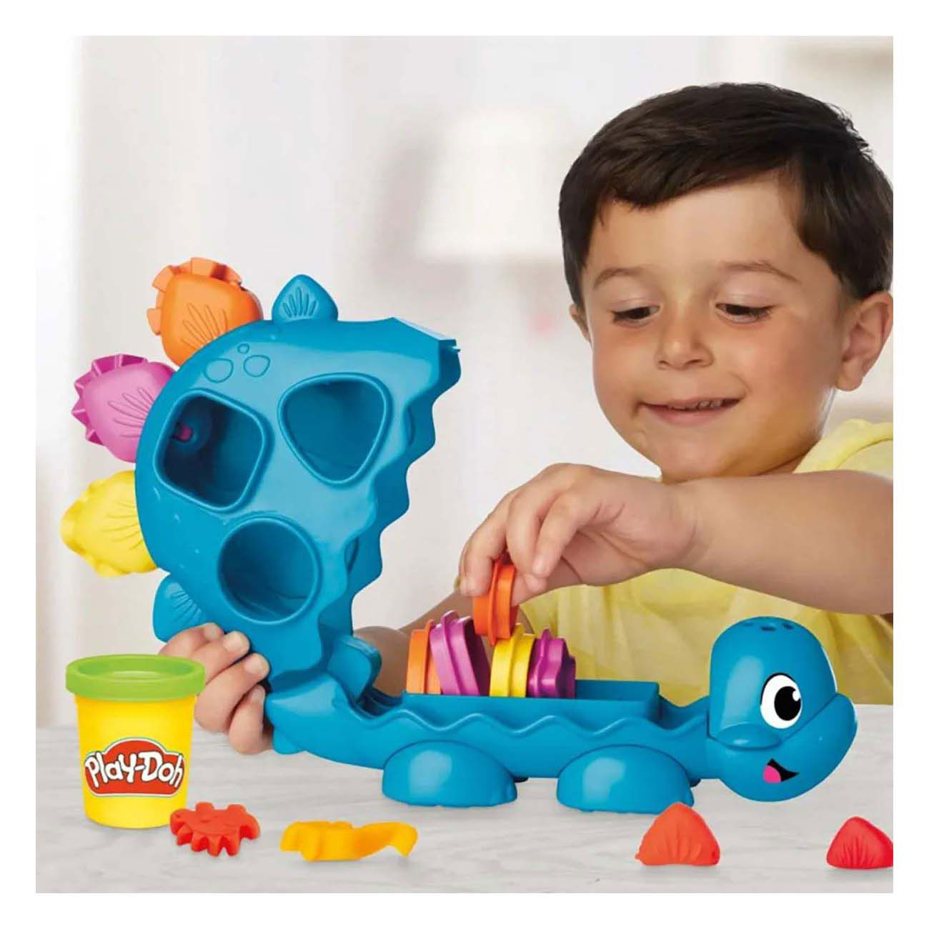 Play-Doh stavormen en kleuren dino - 6 kleipotjes