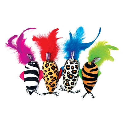 Happy Pet tabby patch safari muis met veren assorti