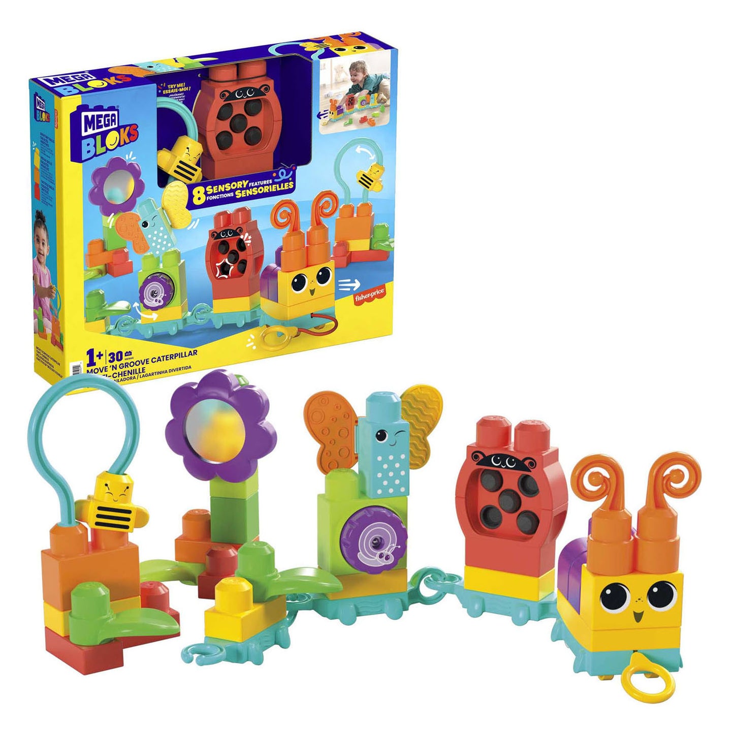 Mattel Mega bloks move' n groove caterpillar bouwset - 30dlg.
