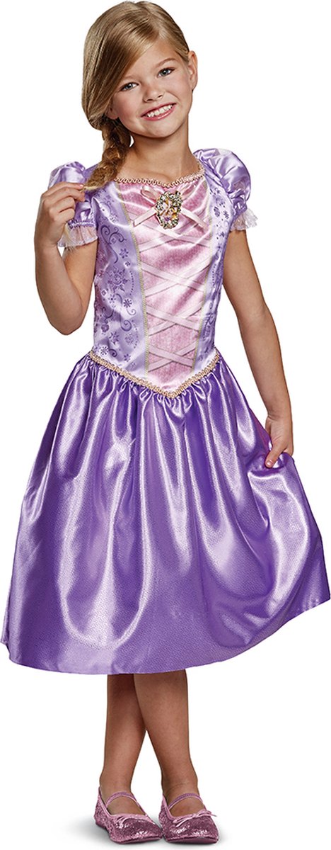Disguise Disney prinses - tangled, rapunzel jurk classic, maat m (7-8 jaar), meisjes