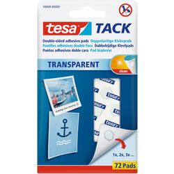 Tesa Kleefpads dubbelzijdig transparant pak 72 stuks