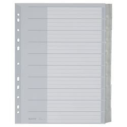 Tabbladen Leitz grijs blanco A4 polypropyleen