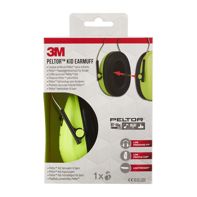 3M Peltor kid - gehoorbescherming voor kinderen - snr 27 db - neon groen