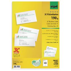 Sigel Visitekaartjes lp791 85x55mm 190g m2 ultrawit