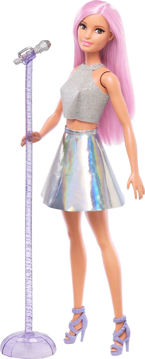 Barbie careers popster – pop met roze haar inclusief microfoon