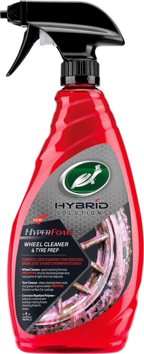 Turtle Wax hs hyperfoam wheel tyre cleaner - snel reagerende formule - frist velgen op - lost remstof, straatvuil en lichte ijzerafzettingen op - 680 ml