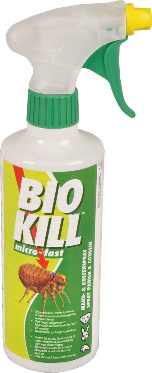 Flamingo Vlooienspray – cleankill microfast spray 450ml – anti-parasietenspray – tegen vlooien – teken – luizen en mijten – voor meubels en tapijten – niet voor gebruik op dieren – gemaakt in europa