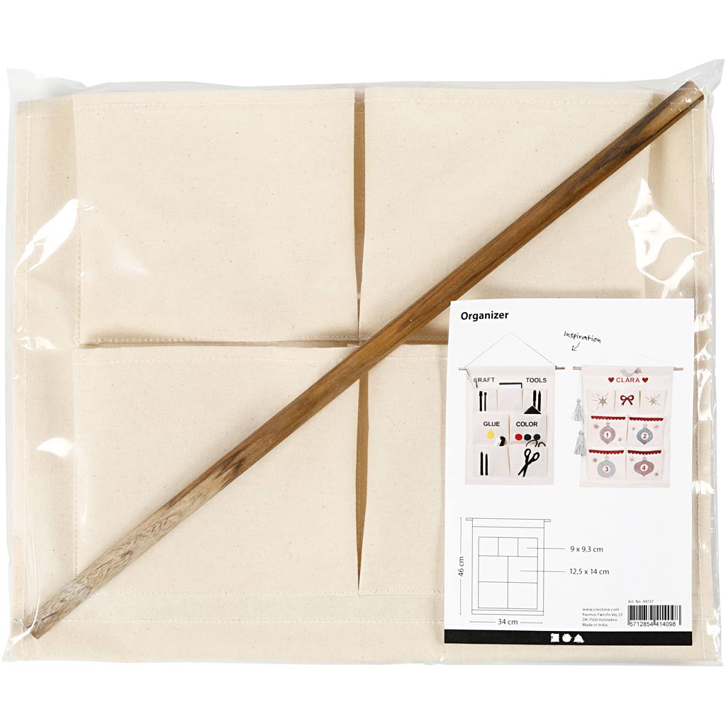 Creativ Company Https: www.cchobby.nl hangende-organiser-h-46-cm-b-34-cm-licht-naturel-1-stuk
