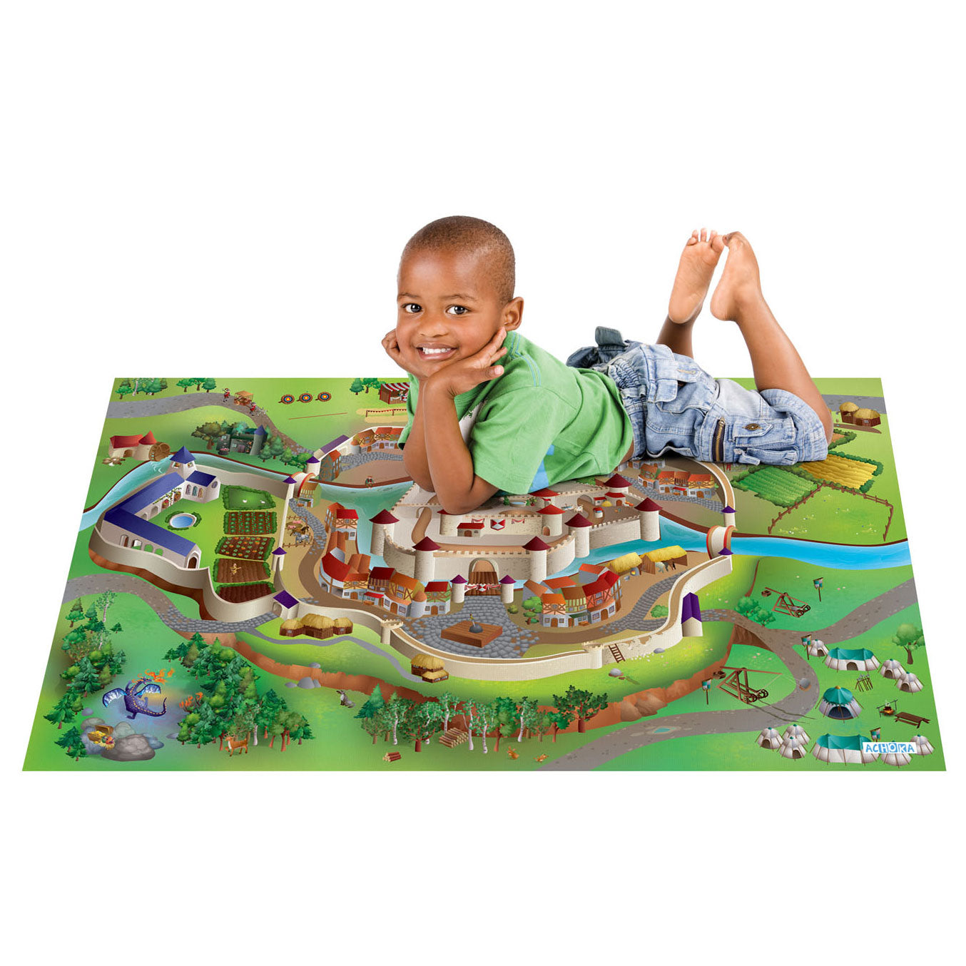 Achoka Speelkleed kasteel middeleeuwen, 100x150cm