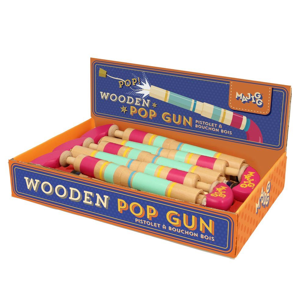 Houten Pop gun. FSC. 12 stuks. 3+
