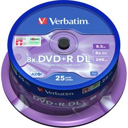 DVD+R Spindel 8,5Gb Verbatim 8x 25 stuk