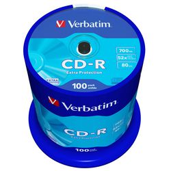 CD-R Extra Protection Spindel 700Mb Verbatim 52x 80min. 100 stuk