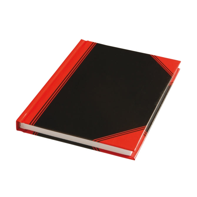 Quantore Notitieboek zwart rood a6 lijn 60gr 96vel