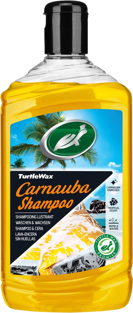 Turtle Wax carnauba wash wax - innovatief mengsel van oppervlakte actieve stoffen en carnaubawas - geeft een beschermende laag - extra glans - ph-gebalanceerd - 500ml