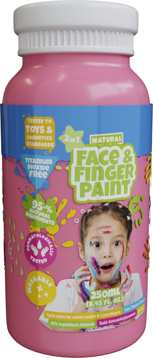 Natural Face Fingerpaint fles - roze, 250ml - schmink
