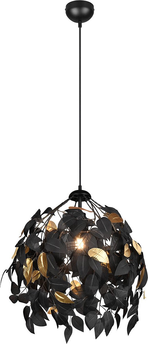 RL LIVE YOUR LIGHT Reality leavy - kroonluchter - zwart mat - excl. 1x e27 28 w - plafondbevestiging - patroon bescherming - in hoogte verstelbaar