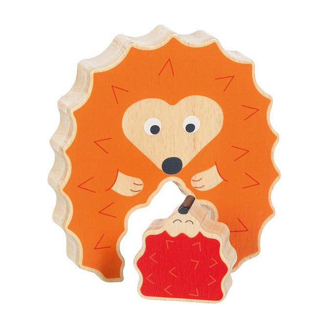 Goki Puzzel: egel 10x2,1x11cm, stand-up puzzel, 2-delig, hout, 1+
