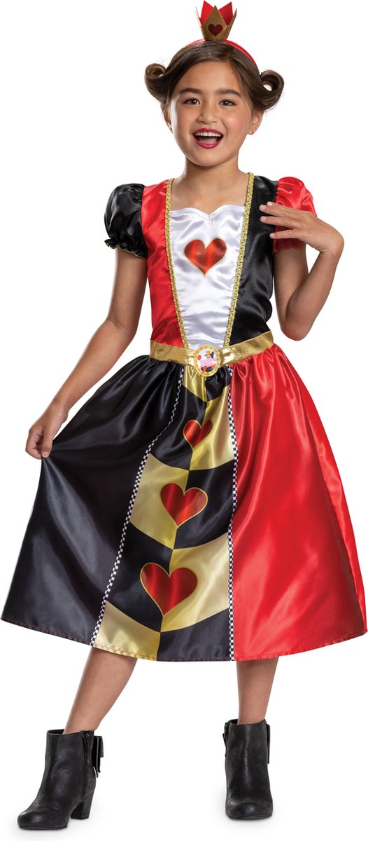 Disguise Disney - alice in wonderland, hartenkoningin jurk classic, maat s (5 - 6 jaar), meisjes