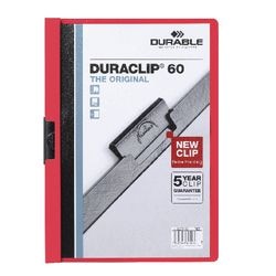 Durable Klemmappen kunststof a4 22,5x31cm rood schuifklem capaciteit 6 mm