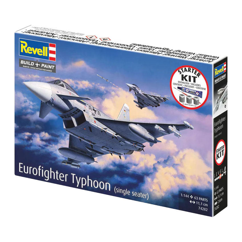 Revell modelbouwpakket starter kit eurofighter typhoon (single seater) 1:144 - 63dlg.