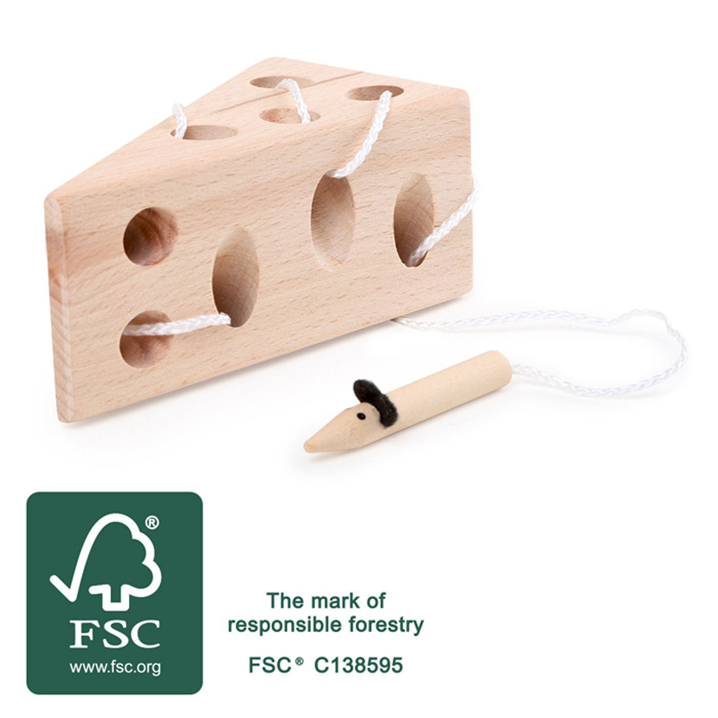 Small Foot - kaas en muis houten rijgspel