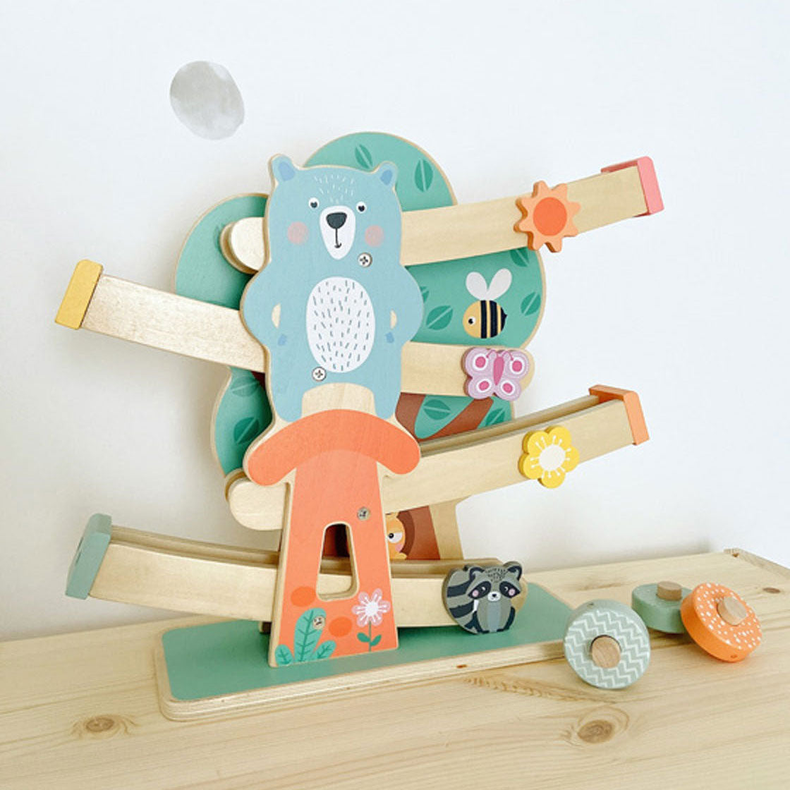 Small Foot - houten knikkerbaan dieren pastel