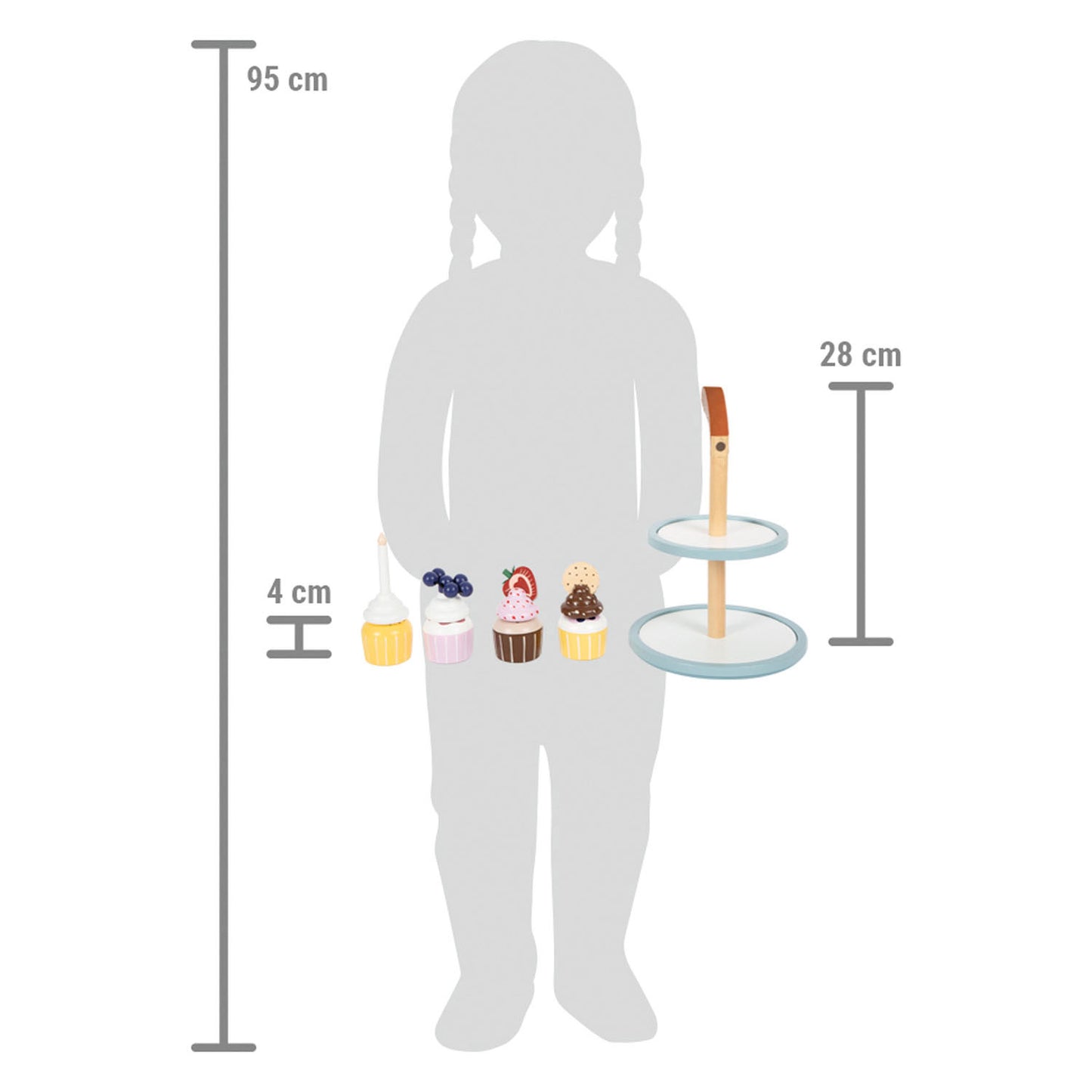 Small Foot - houten speeleten etagere met cupcakes, 13dlg.