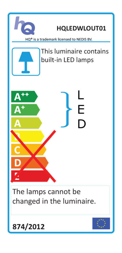 HQ ledwlout01 led wandlamp voor buiten 6 w 190 lm zwart