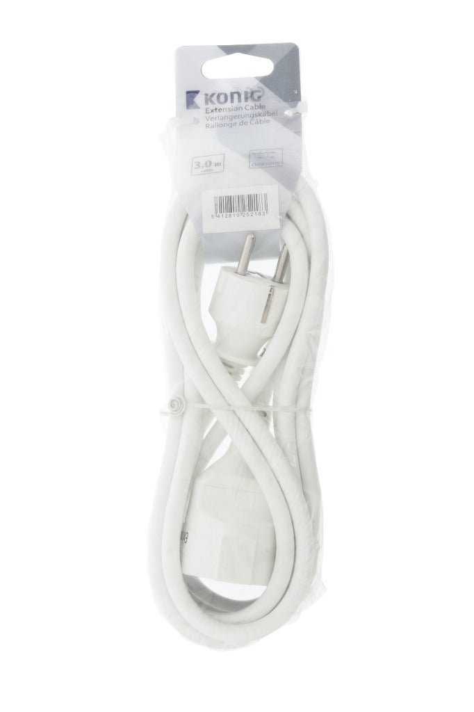 Jipy K ouml;nig ec103f1wh stroom verlengkabel 3 m h05vv-f 3g1.5 ip20 wit