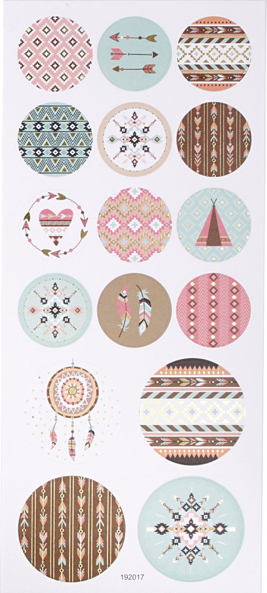 Creativ Company Stickers indianen - stickervel met indianen thema - zelfklevende stickers voor creatieve projecten, diy kaarten knutselen - 10x23 cm - 1 vel