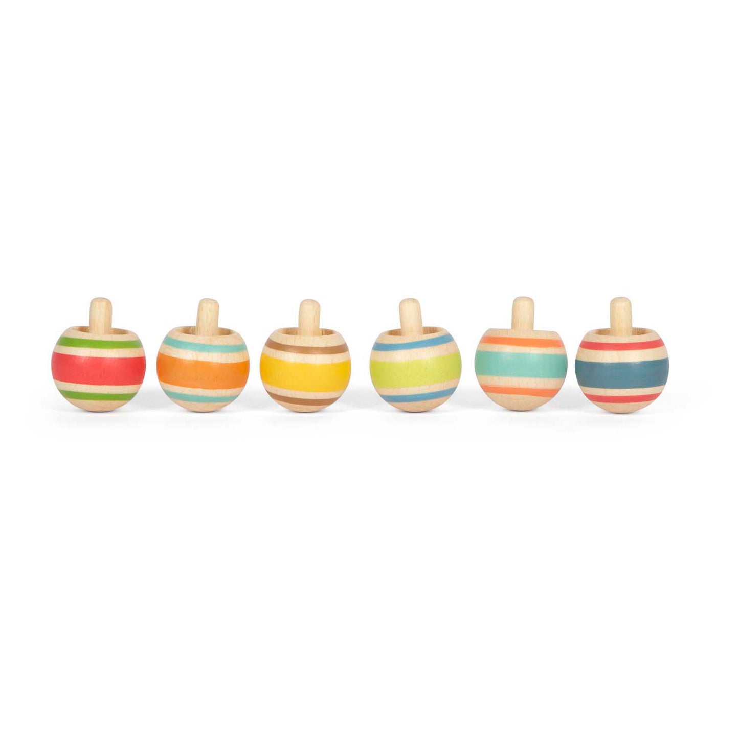 Small Foot - houten tollen gestreept, set van 6