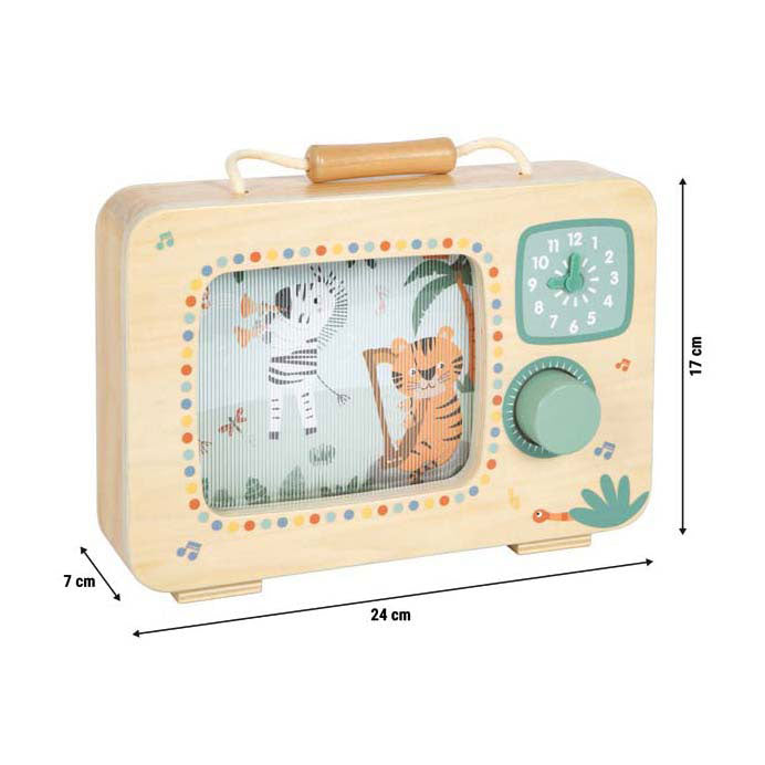 Small Foot - houten televisie muziekdoos safari fsc